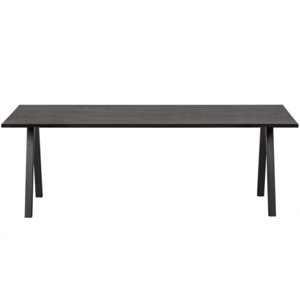 WOOOD Combi-Eettafel: tafel eiken blacknight 220x90 & 2-stand Zwart Eettafel