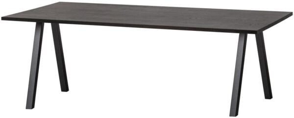 WOOOD Combi-Eettafel: tafel eiken blacknight 220x90 & 2-stand Zwart Eettafel