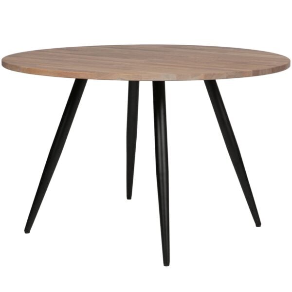 WOOOD Eettafel tafelblad rond eiken o120 grijze olie Grijs Tafelblad