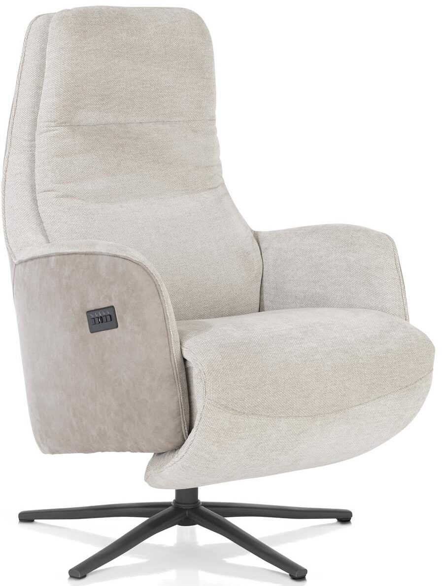 Henders & Hazel Felino relaxfauteuil 2-m. - manuele hoofdsteun - poot graphiet - Livigno/Oregon kiezel Grijs|Wit Fauteuil