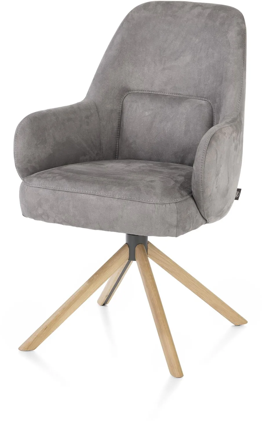 Henders & Hazel Melle armstoel eiken frame met relaxsysteem - draaibaar - stof Calabria - charcoal Antraciet|Grijs Armstoel