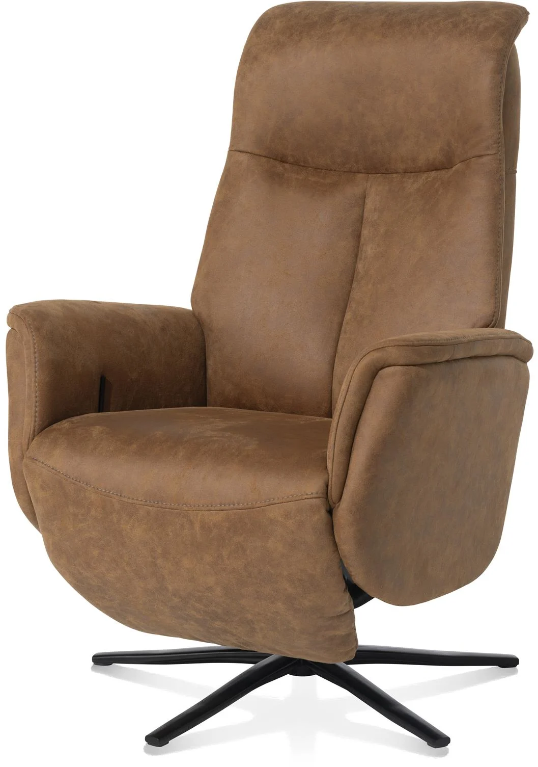 Henders & Hazel Nocarini relax-fauteuil - 2-motoren- zwarte poot - verstelbare hoofdsteun + accu - stof Oregon lava - desert Bruin|Cognac Fauteuil