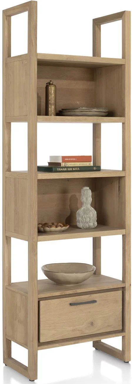 Nystead boekenkast 65 cm. - 1-lade + 5-niches