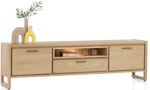 Henders & Hazel Nystead lowboard 210 cm. - 2-deuren + 1-lade + 1-niche (+ LED) Tv-meubel|Tv-dressoir