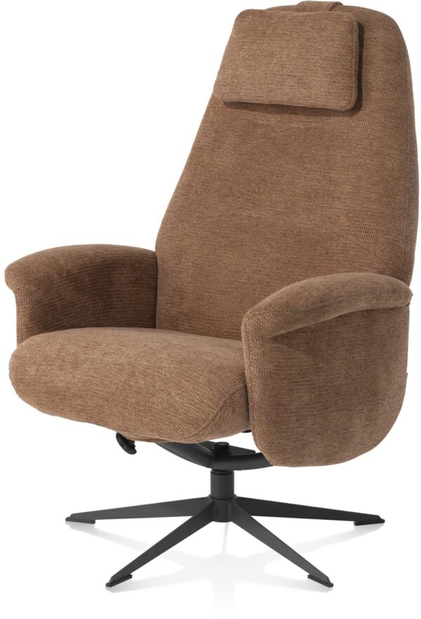 Xooon Tonale relax-fauteuil incl. poef - graphiet frame - stof Vada kiezel of koper - koper Koper Fauteuil