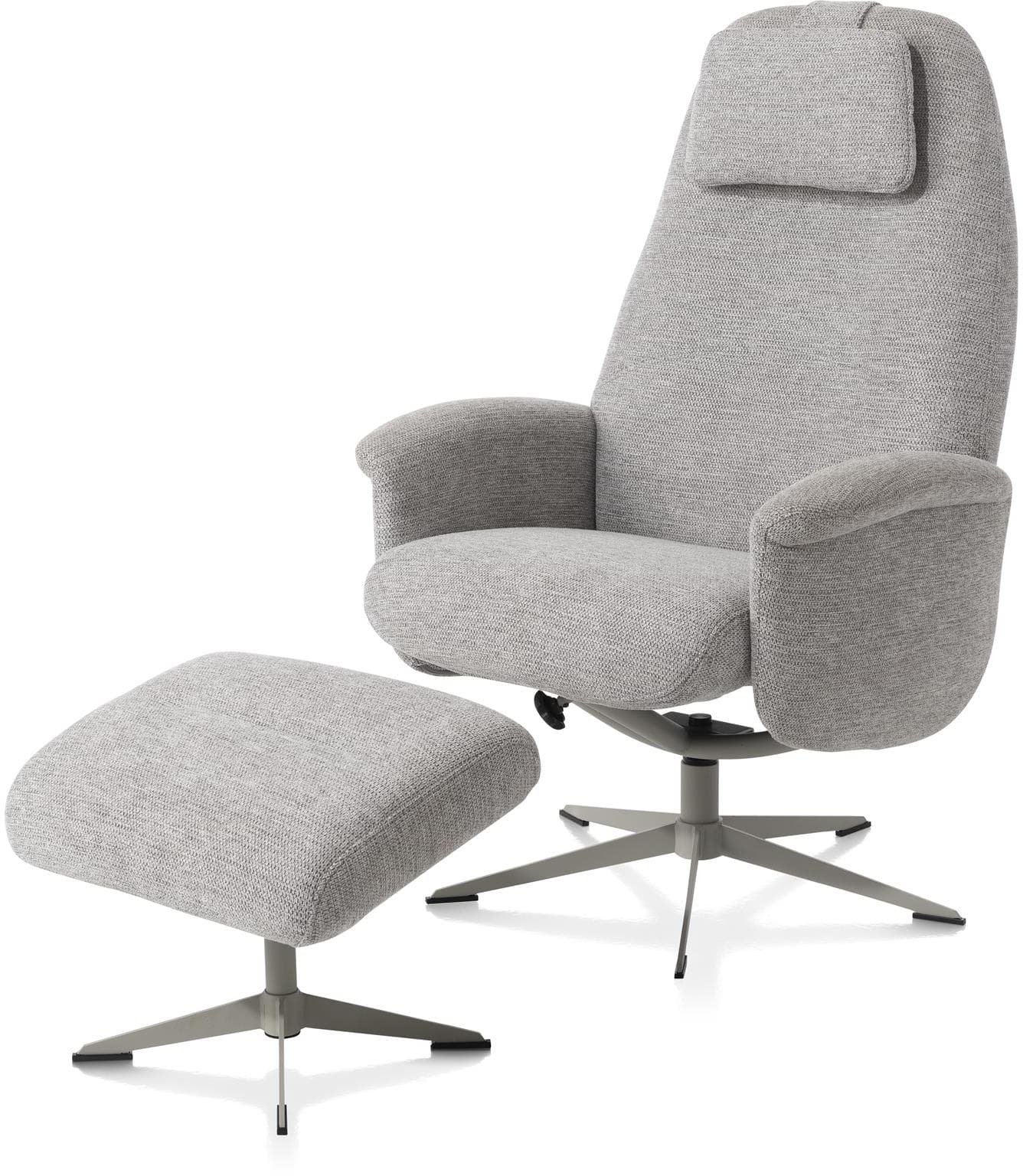 Tonale relax-fauteuil incl. poef - silk grey frame - stof Vada kiezel