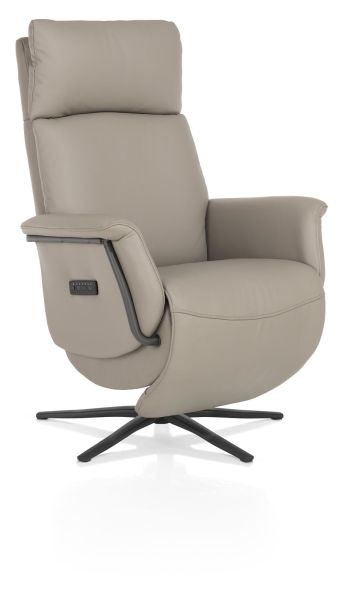 Henders & Hazel Stelvio relax-fauteuil - 3-motoren + accu - graphiet poot -electrische hoofdsteun-leder Maine taupe Taupe Fauteuil