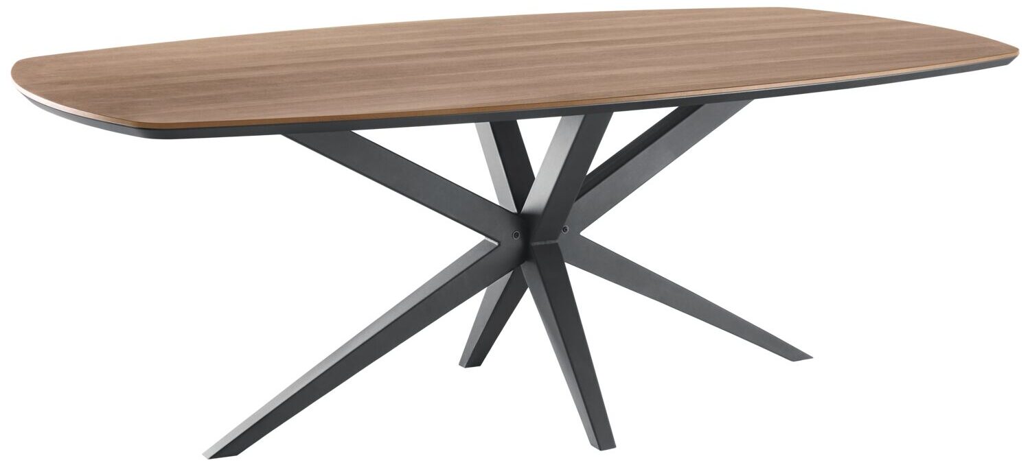 INHOUSE Eettafel Warita Deens ovaal houtstructuur 220x120cm Bruin|Naturel Eettafel