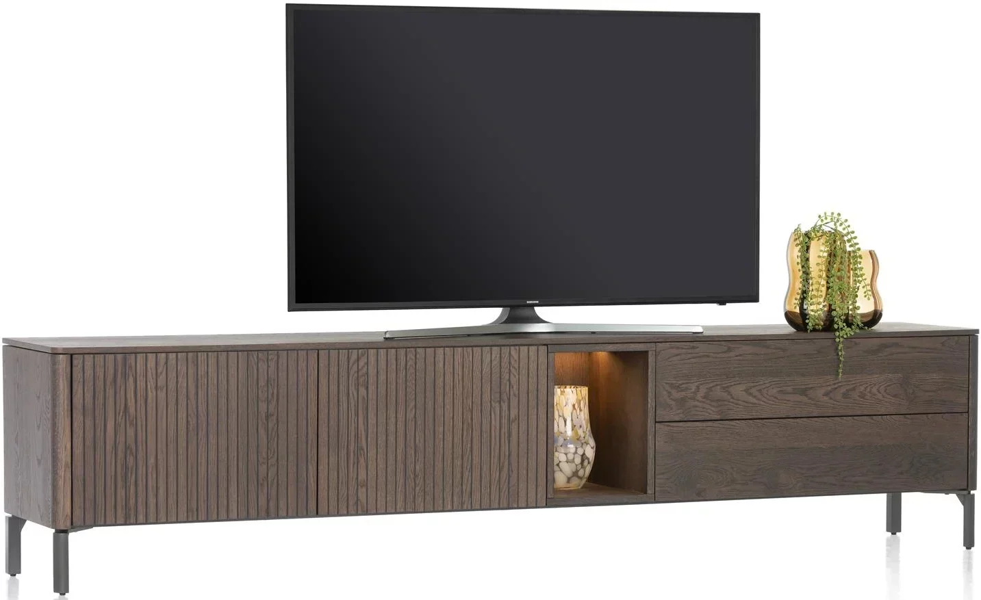 Xooon Trenton lowboard 240 cm - 2-deuren + 2-laden + 1-niche - clay Tv-meubel|Tv-dressoir