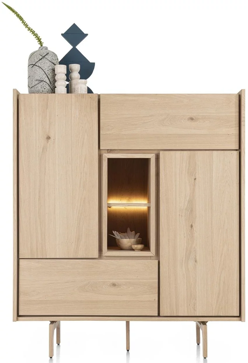 Xooon Valgard highboard 120 cm - 2-deuren + 2-laden + 2-niches (+ LED) Kast