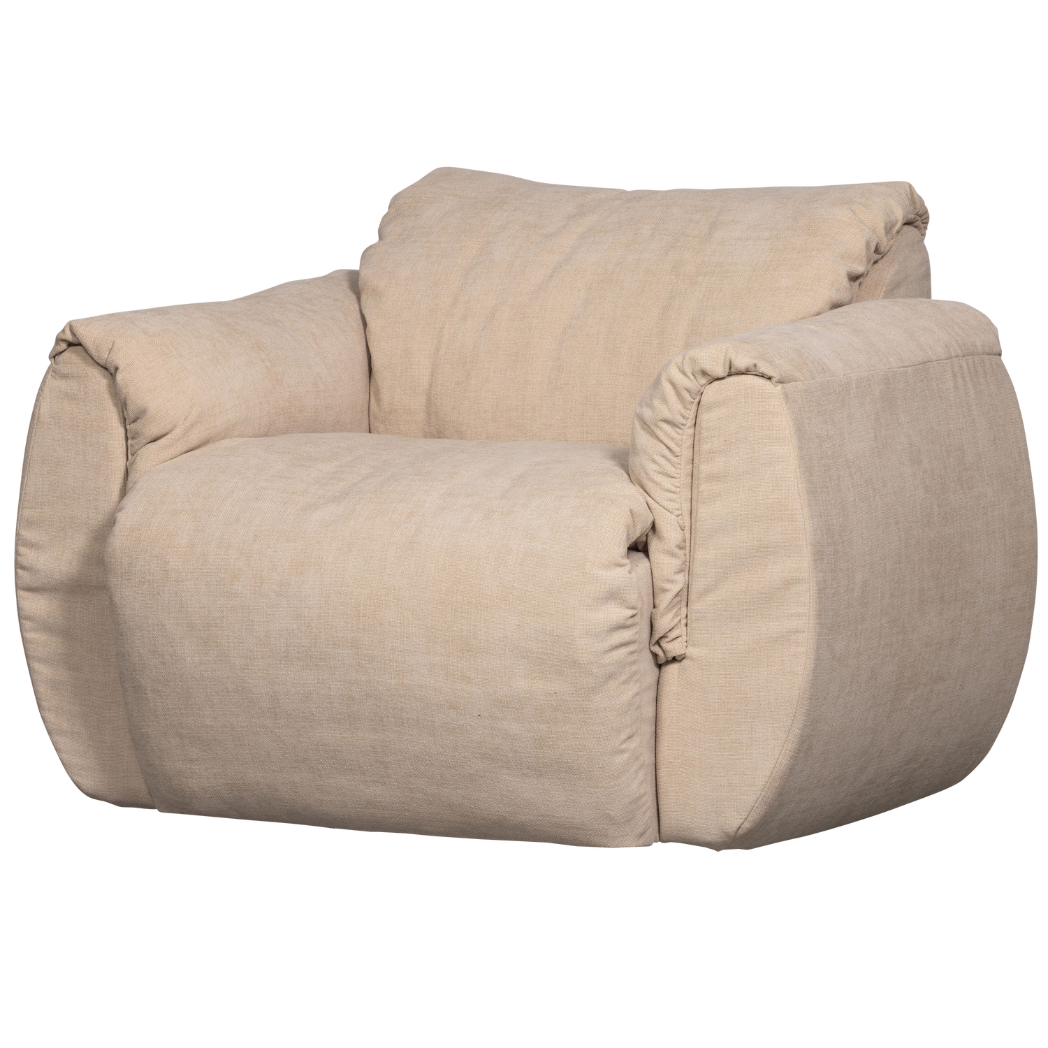 Baggy draaifauteuil geweven chenille zand