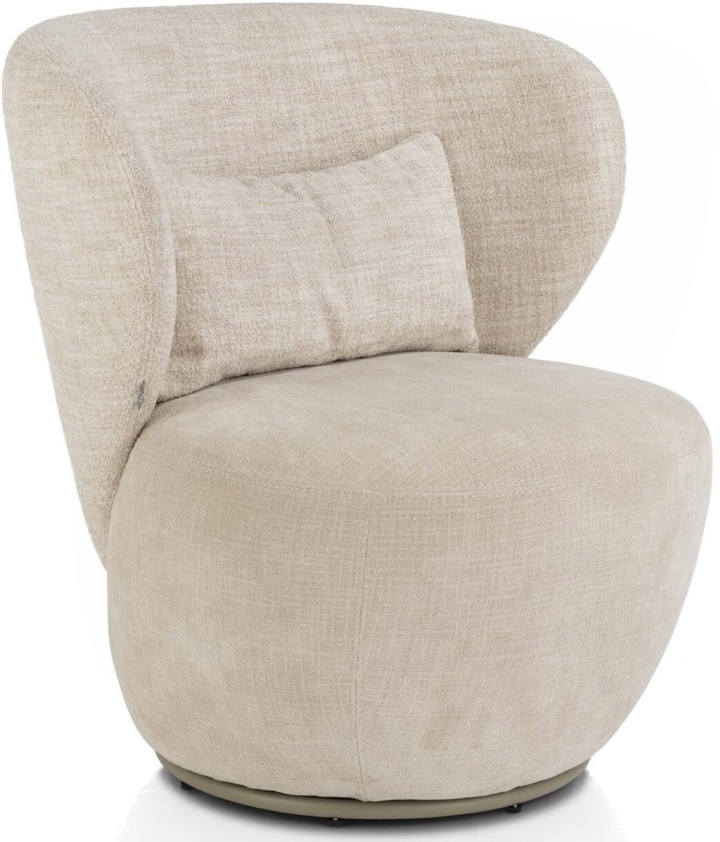 Solee fauteuil - 360 draaibaar - incl. lende-kussen - combi stof Luton&Cadiz - frame tone in tone - creme