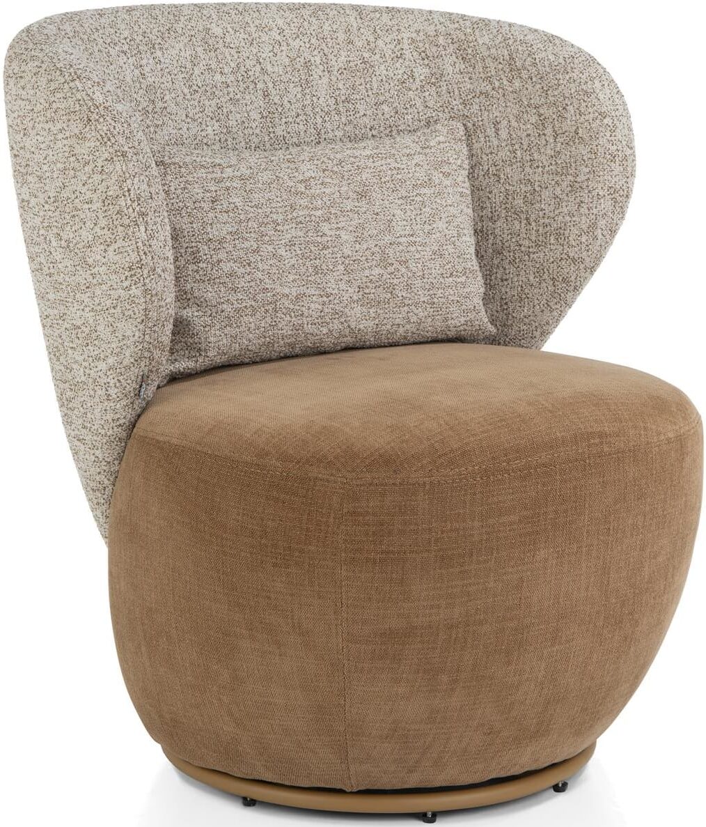 Xooon Solee fauteuil - 360 draaibaar - incl. lende-kussen - combi stof Luton & Cadiz - frame tone in tone - koper Koper Fauteuil