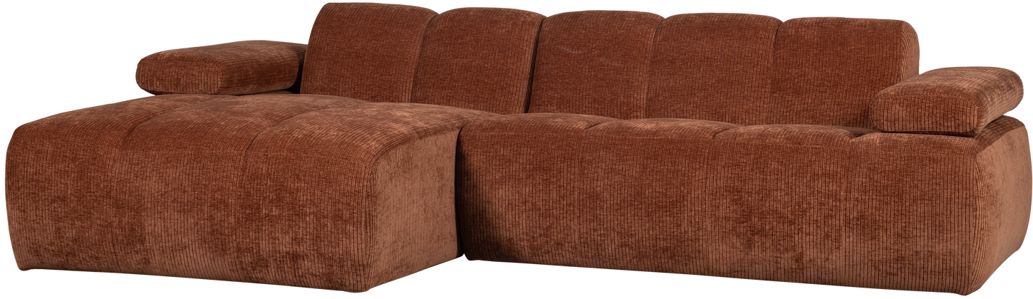 WOOOD Mojo Chaise Longue Links - Geweven Ribstof - Roestbruin